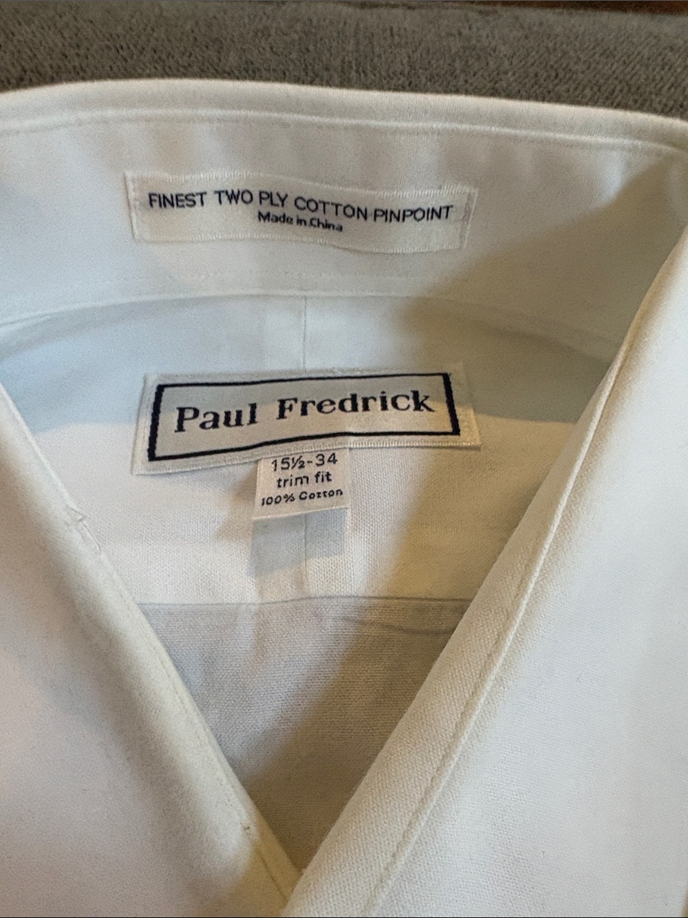 Paul Fredrick White Men's Dress Shirt with Spread Collar - Picture 2 of 3